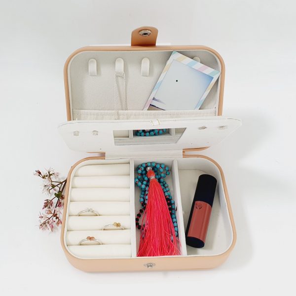 inside tan travel jewellery box personalised