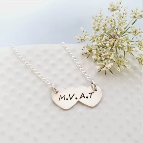 Double the Love Sterling Silver Personalised necklace