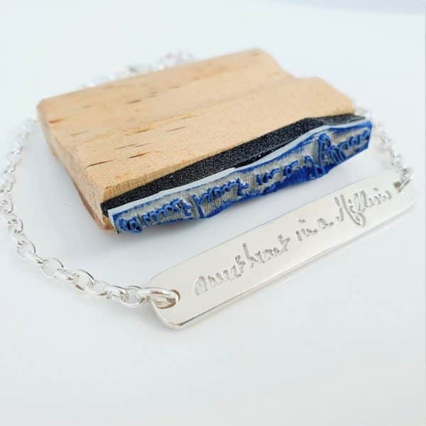 Handwriting stamp and Sterling Silver bracelet