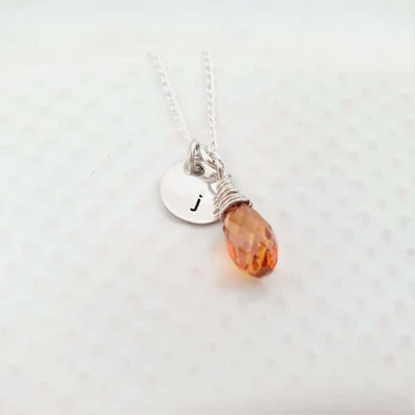 Initial with Drop crystal necklace