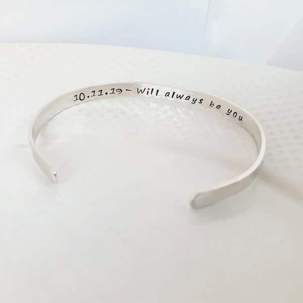 Sterling Silver Personalised Cuff bracelet 5mm