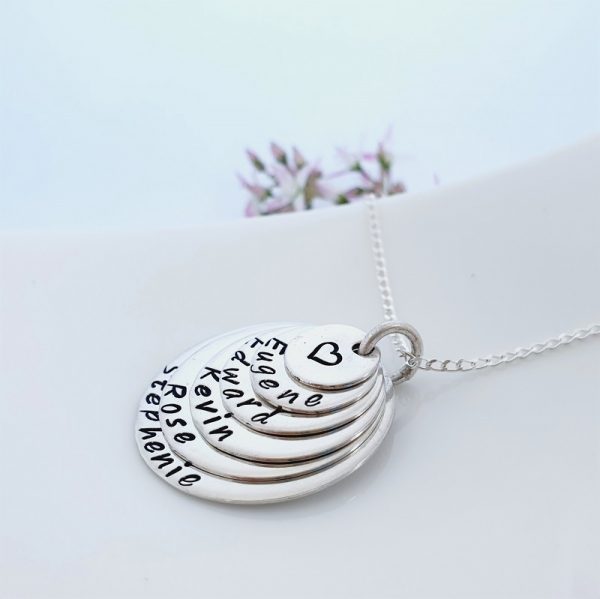 Sterling Silver Stack of Love Family necklace
