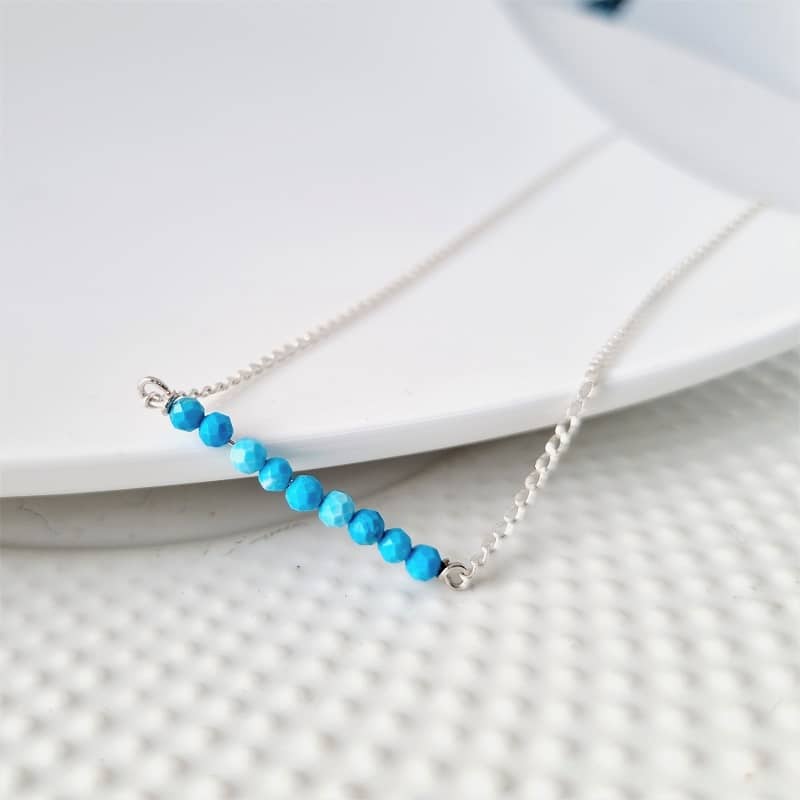 December turquise birthstone sterling silver necklace