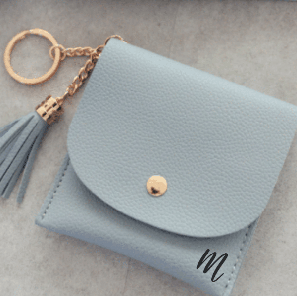 Monogrammed Blue Grey Card purse