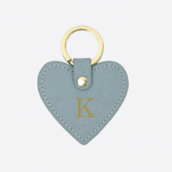 Monogrammed Heart Key Ring -Blue