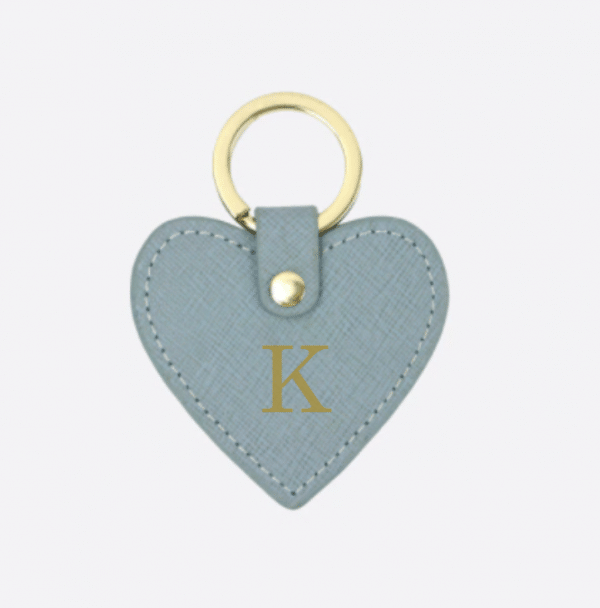 Heart shaped monogrammed key ring
