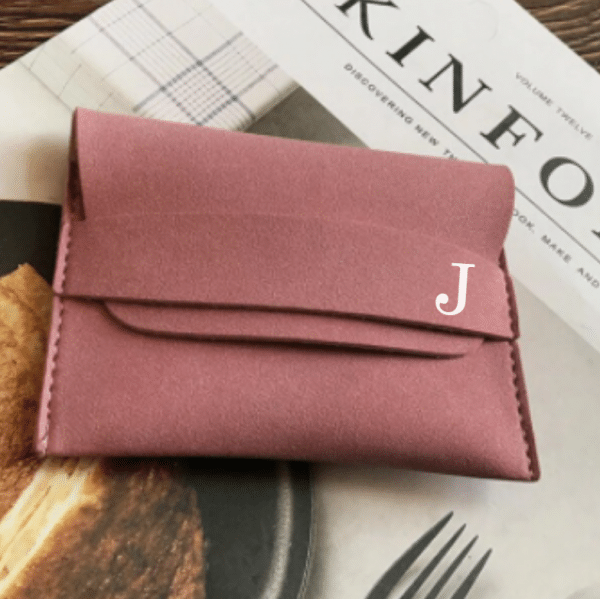 Dusky Pink monogrameed credit card foldover purse