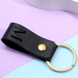 Monogrammed Key Ring – Black