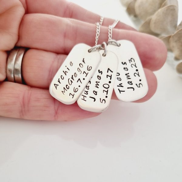 Petite Sterling Silver Personalised Dog Tags