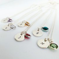 Sterling Silver Initial and Birthstone necklace